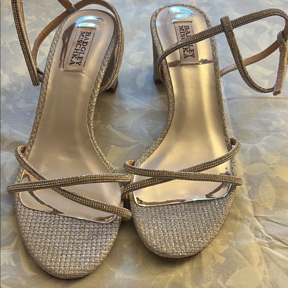 Badgley Mischka Glittering Gold Strappy Heels